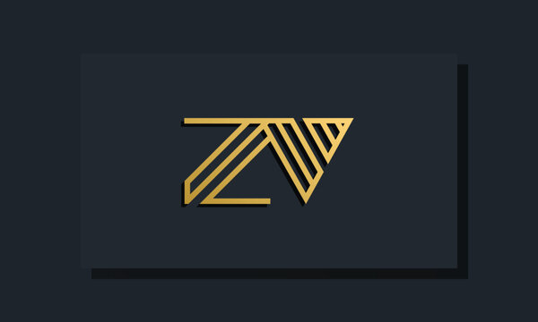 Elegant line art initial letter ZV logo.
