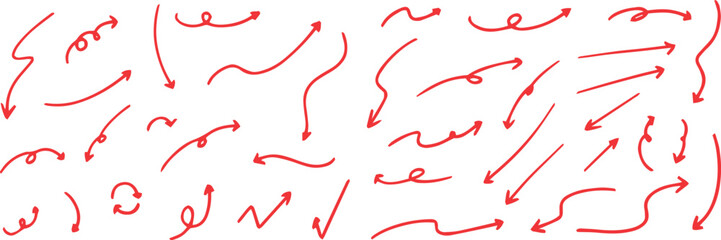 ベクターのペンの手書きの矢印セット 黒 矢印ハート装飾要素線画手描きスケッチ