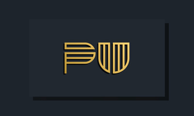 Elegant line art initial letter  PU  logo.