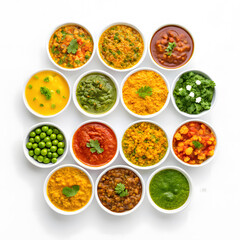 set of different spices isolated on white background 