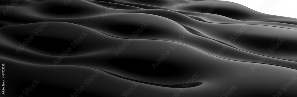 Poster a liquid silver texture characterized by smooth curves and glossy waves is set against an abstract m