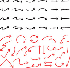 ベクターのペンの手書きの矢印セット 黒 矢印ハート装飾要素線画手描きスケッチ