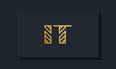 Elegant line art initial letter  IT  logo.