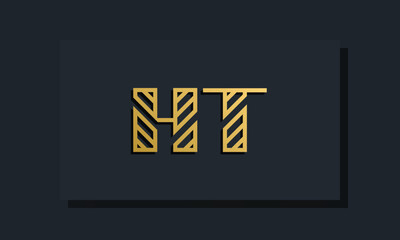 Elegant line art initial letter  HT  logo.