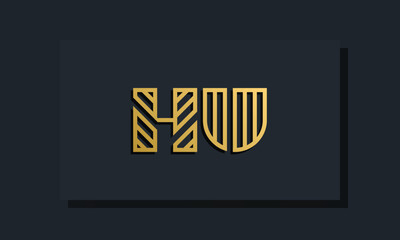 Elegant line art initial letter  HU  logo.
