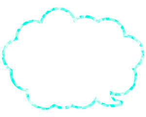 ステンドグラス風吹き出し　三角形模様　丸みのある雲形