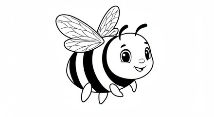 Cute Bumblebee with Happy Face Coloring Page