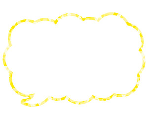 ステンドグラス風吹き出し　三角形模様　細長い雲形