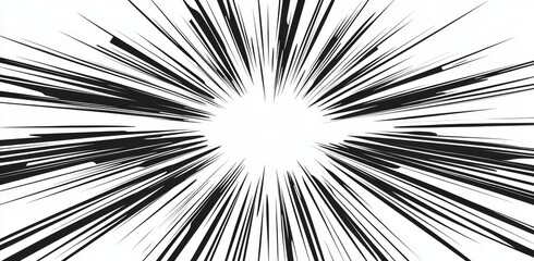 Dynamic motion streaks, comic speed lines, and burst patterns all combine to create a visually striking image, complete with manga zoom effects and other graphic elements like black and white panels