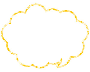 ステンドグラス風吹き出し　三角形模様　丸みのある雲形