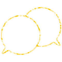 ステンドグラス風吹き出し　三角形模様　重なる会話