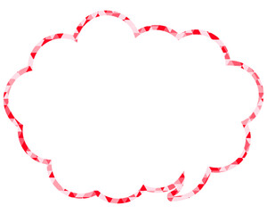 ステンドグラス風吹き出し　三角形模様　丸みのある雲形