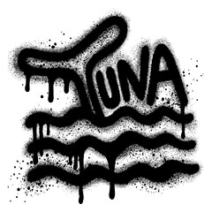 Tuna in urban graffiti style with black spray paint. vector illustration.