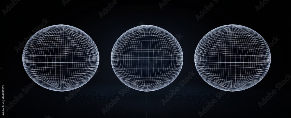 Poster radial circular mesh graphics and illuminated globe designs form the basis of sphere particle dot wi