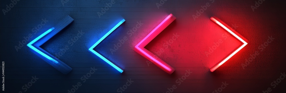 Poster high-speed futuristic neon arrows glow with dynamic motion trails, set against a vibrant cyberpunk b