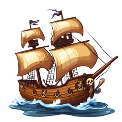 Vintage Sailing Ship Illustration Ideal for Pirate Stories, Adventure Books, and Nautical-Themed Designs