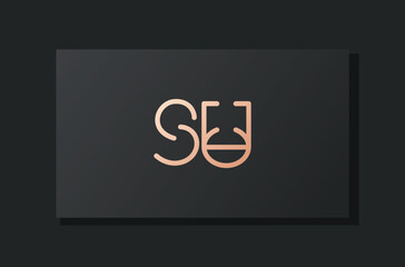 Abstract luxury initial letter SU logo.