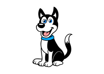 Playful Husky: Captivating, simple cartoon featuring a charming Husky. Its vibrant colors and animated design make it ideal for any project requiring a touch of playfulness and friendly charm.