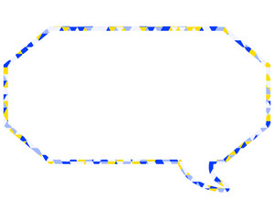 ステンドグラス風吹き出し　三角形模様　細長い八角形
