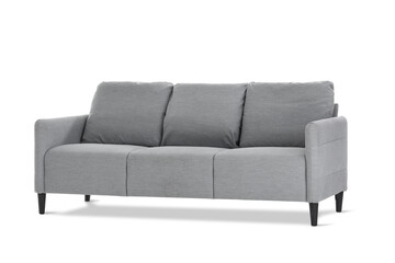 Grey couch on white background
