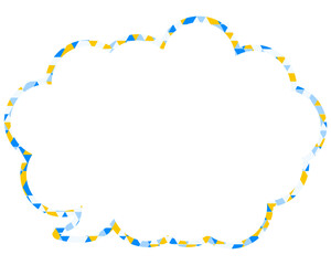 ステンドグラス風吹き出し　三角形模様　丸みのある雲形