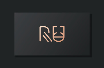 Abstract luxury initial letter RU logo.