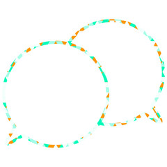 ステンドグラス風吹き出し　三角形模様　重なる会話