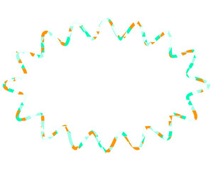 ステンドグラス風吹き出し　三角形模様　細長い丸みのあるギザギザした形