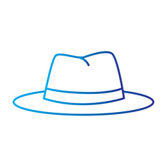 Wide brim fedora hat outline. Vector