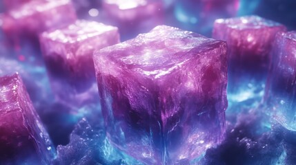 Obraz premium Vibrant Purple Ice Cubes with CrystalLike Texture for Creative and Artistic Designs
