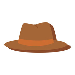 Wide brim fedora hat outline. Vector