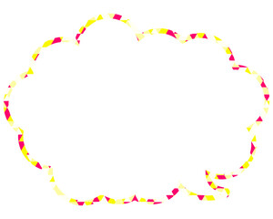 ステンドグラス風吹き出し　三角形模様　丸みのある雲形