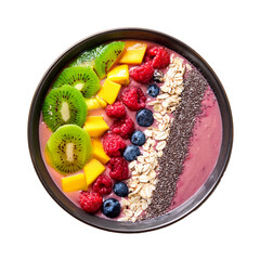 Smoothie bowl with fresh fruits on transparent background