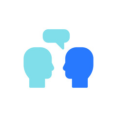 Illustration of Two Silhouetted Heads Engaged in Conversation Representing Team Work and Business Collaboration Icon