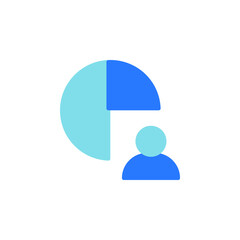 Icon Representing Teamwork and Business Collaboration Featuring a Chart and Human Silhouette in a Modern Office Environment