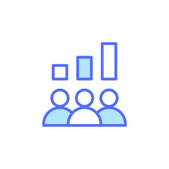 Team Work Icon Depicting Business Growth and Collaboration with Graphical Elements Representing Performance Improvement and Strategic Communication