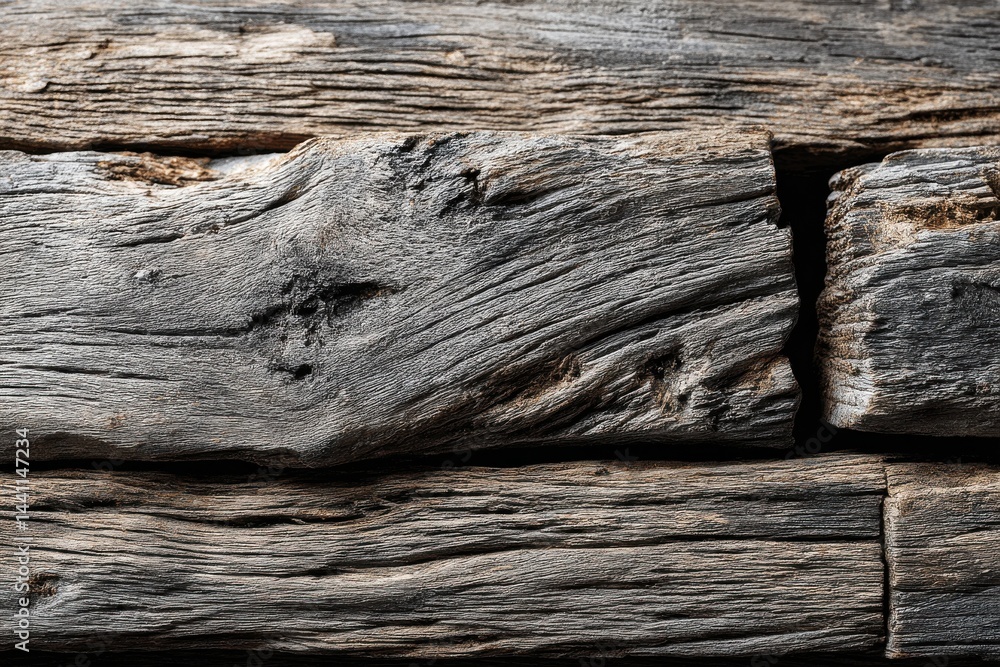 Aufkleber detailed close-up of aged wooden planks showing natural textures and patterns, perfect for rustic ba