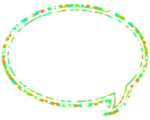 ステンドグラス風吹き出し　三角形模様　丸形