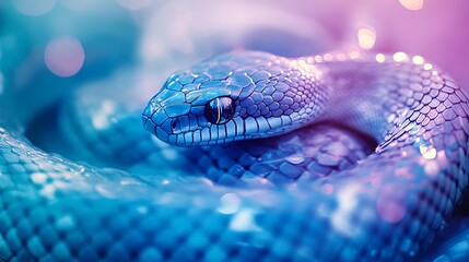 Stunning Blue Snake Closeup Vibrant Scales Reptile Wildlife Nature Photography Exotic Animal Blue Scales Detailed Texture Serpentine Beauty Wild Animal Portrait Close Up Detailed Image High Resolution