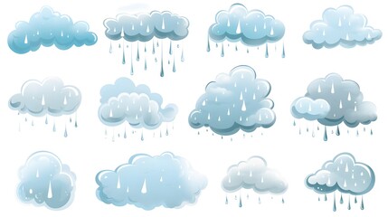 Obraz premium Rainy Sky with Cartoon Clouds and Light - Atmospheric Background
