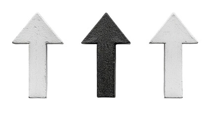 Three distinct upward arrows in varying shades, symbolizing progress and direction