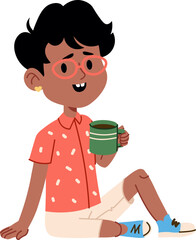 Girl Drinks Coffee Mug