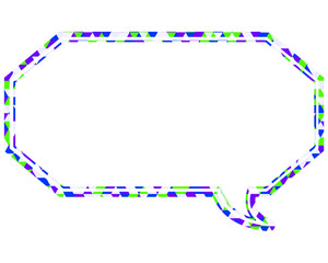 ステンドグラス風吹き出し　三角形模様　細長い八角形