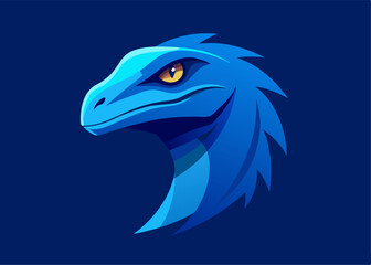 Obraz premium Blue Raptor Logo: A stylized blue raptor head with a fierce gaze and sharp, yellow eyes, suitable for a logo or branding element. This image conveys power, agility, and a predatory instinct. 