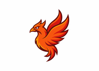 Obraz premium Phoenix of Fire: A striking illustration of a phoenix with fiery orange plumage, symbolising rebirth and renewal, rendered in a stylized vector graphic. 