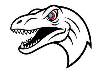 Dinosaur head Illustration: A detailed illustration of a fierce dinosaur head, rendered in bold lines with a striking eye, offering a glimpse into the prehistoric world. 
