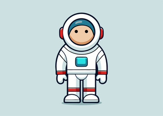 Astronaut in Space Suit: A detailed cartoon illustration showcases an astronaut, clad in a pristine white space suit, embodying the spirit of exploration and the vastness of space.