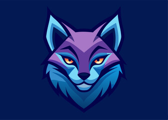 Fototapeta premium Mystical Fox Illustration: A striking illustration of a fox face, showcasing a stylized, geometric design in captivating hues, with an air of mystery and sophistication. 