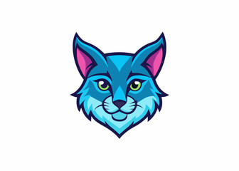 Obraz premium Blue Fox Icon: An artistic, eye-catching depiction of a fox's head, perfect for logos or graphic design projects, rendered with vibrant hues and a minimalist aesthetic.
