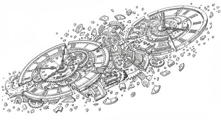 Obraz premium Time-Traveling Clock in Different Eras